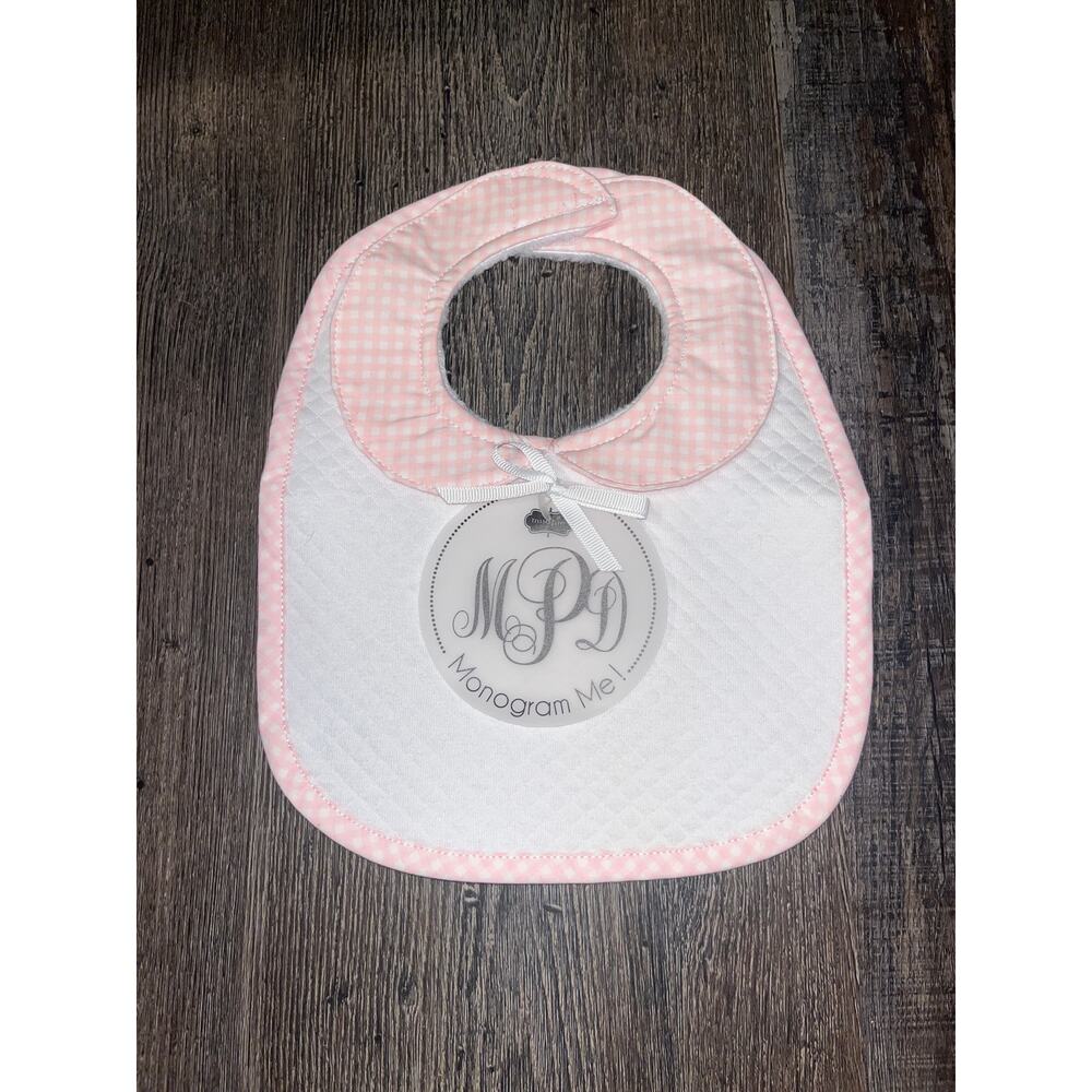 MudPie Pink and white gingham bib brand new